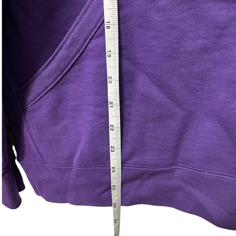 Champion L Purple Hoodie Teal Logo Raglan Pullover Sportswear Streetwear Retro‎ - Picture 4 of 8